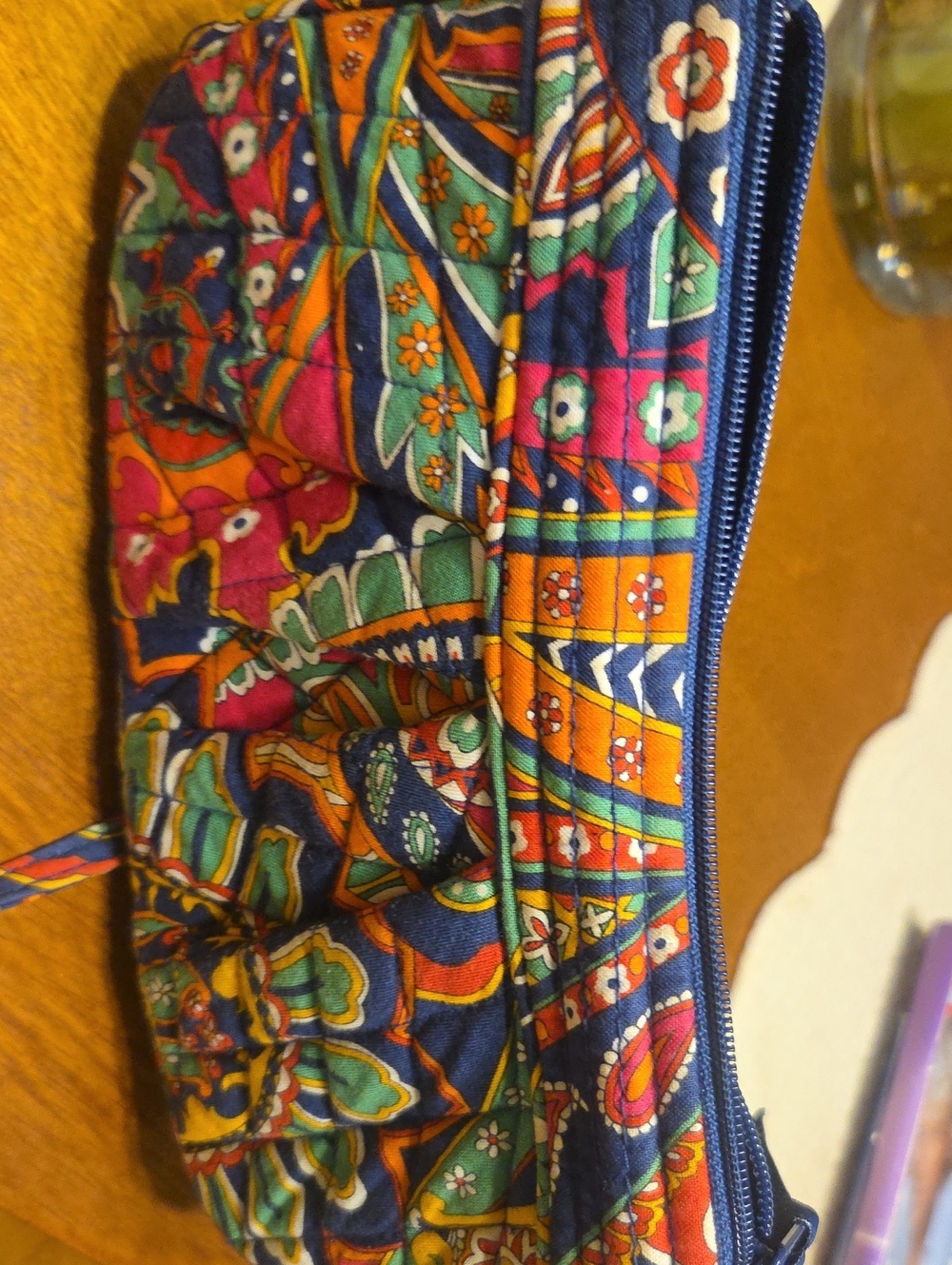 Vera Bradlwy Quilted Floral Pattern  - Navy Multicolor Small Purse